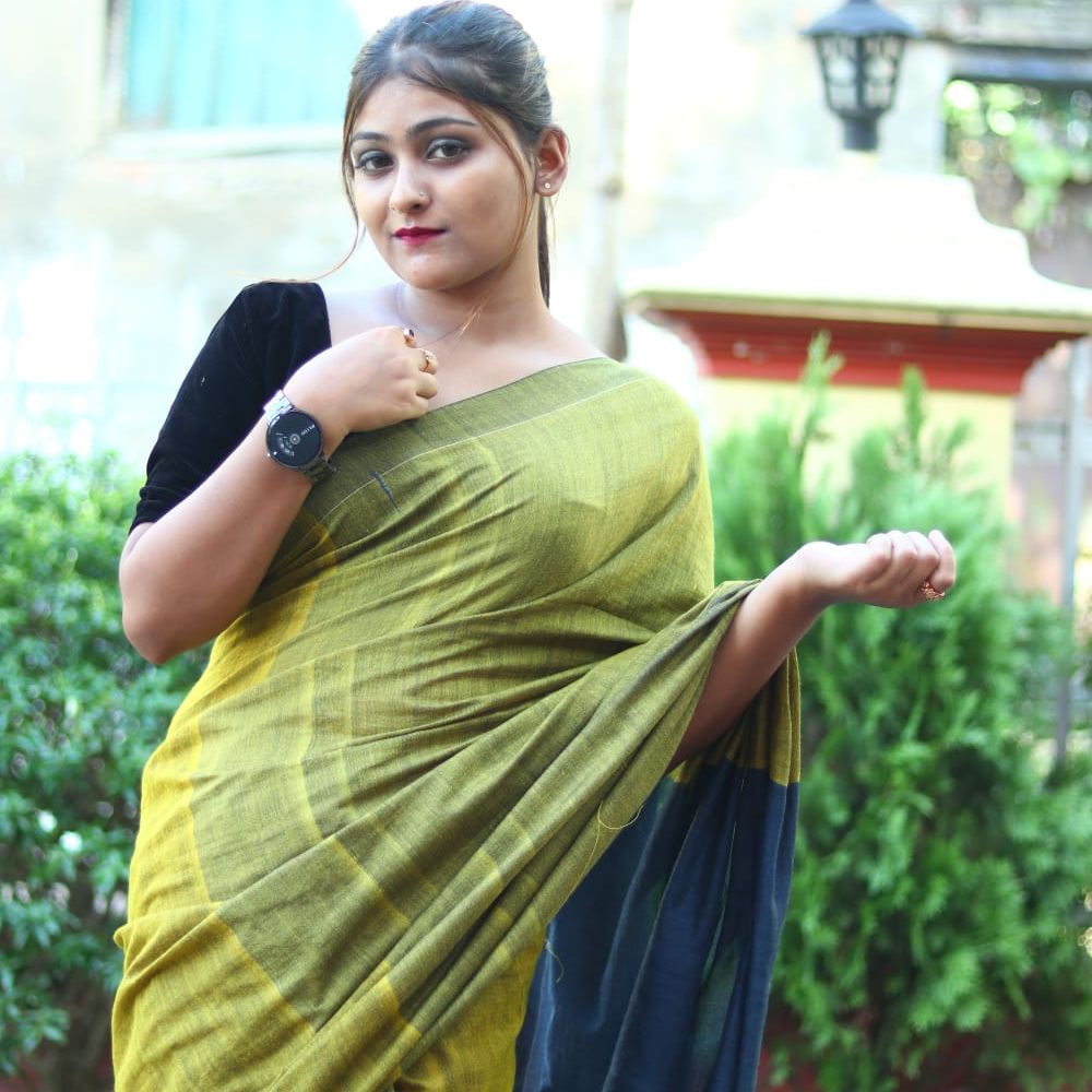 Tussar Saree with Madhubani Bride, Doli, and Kaahar Painting