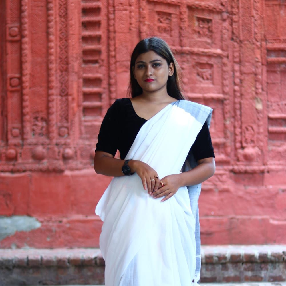 Tussar Saree with Madhubani Bride, Doli, and Kaahar Painting