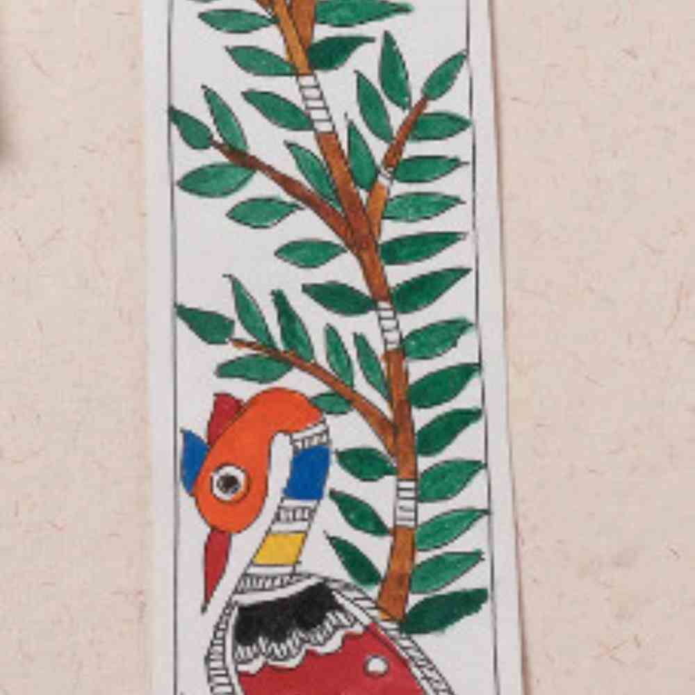 Tussar Saree with Madhubani Bride, Doli, and Kaahar Painting