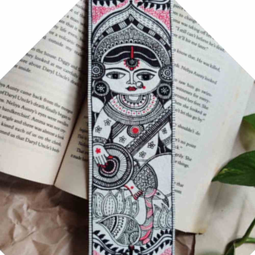 Maa Sarswati Madhubani Handpainted Bookmark